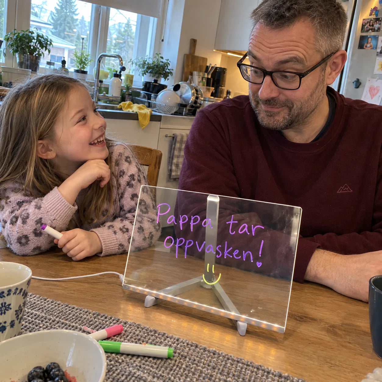Illustrert familiestund: Pappa tar oppvasken!